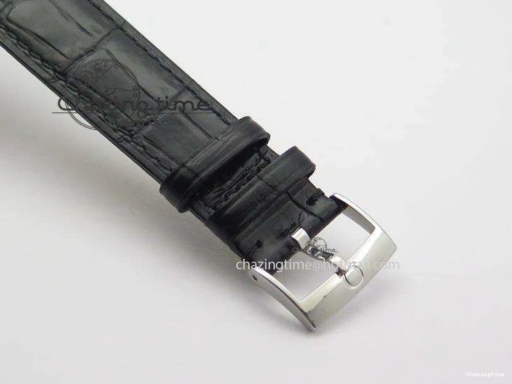 0212 De Ville MK 1:1 Best Edition SS Black Dial On Black Leather Asian Seagull T1701 (Sec@6) Unisex 8243